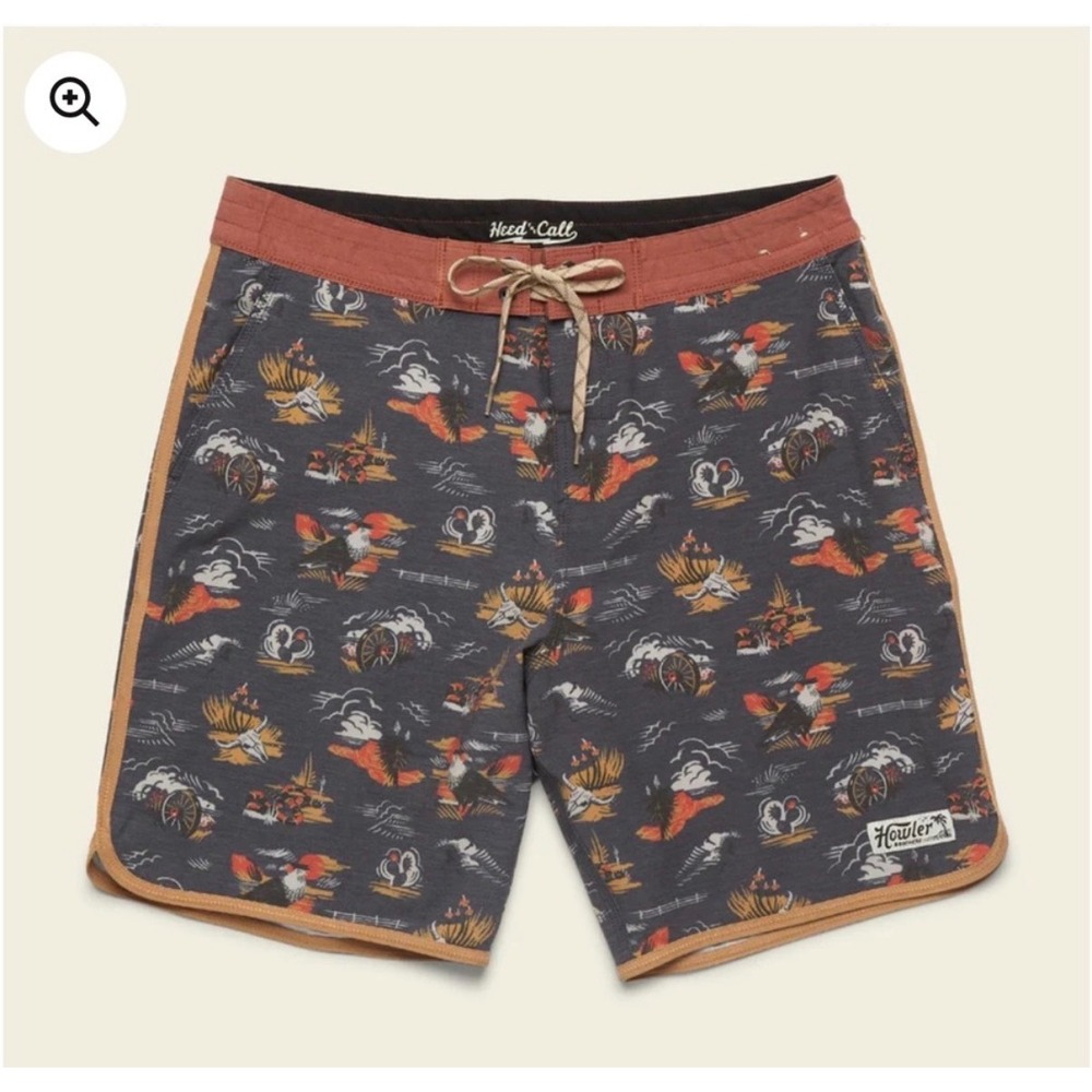 Howler Brothers Bruja Shorts Caracara Country Charcoal Oxford Board - 28